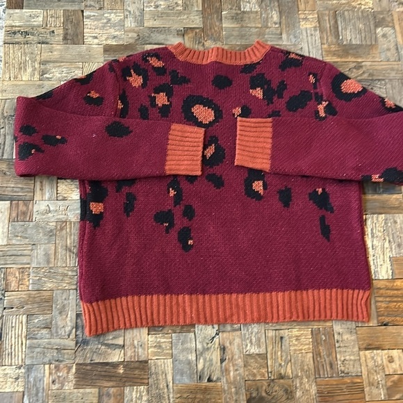 ALYA Maroon Orange Cheetah Print Sweater Size Medium - Picture 7 of 7
